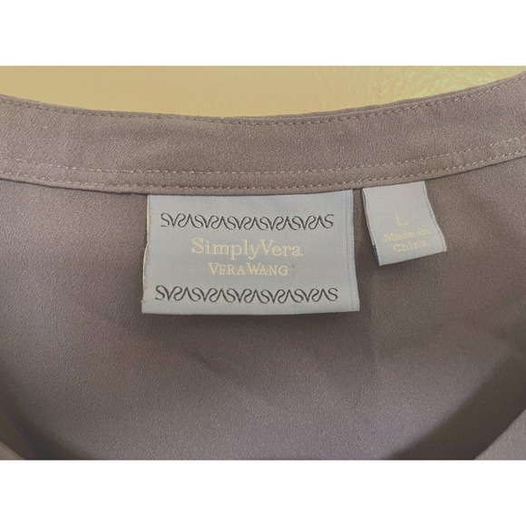 SIMPLY VERA Wang Size Large Navy Blue Poly Blouse Pleat Tie Decor Women's $48 - Picture 11 of 11